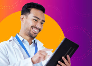 Man looking at tablet